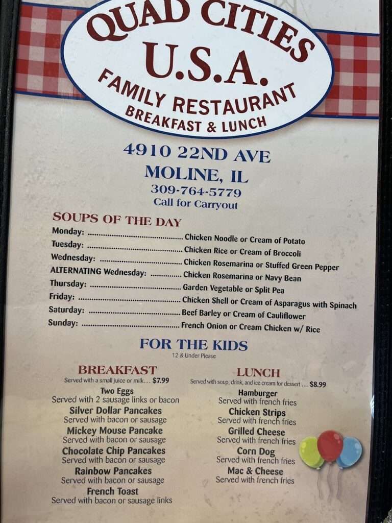 Quad Cities U.S.A. Family Restaurant menu 3